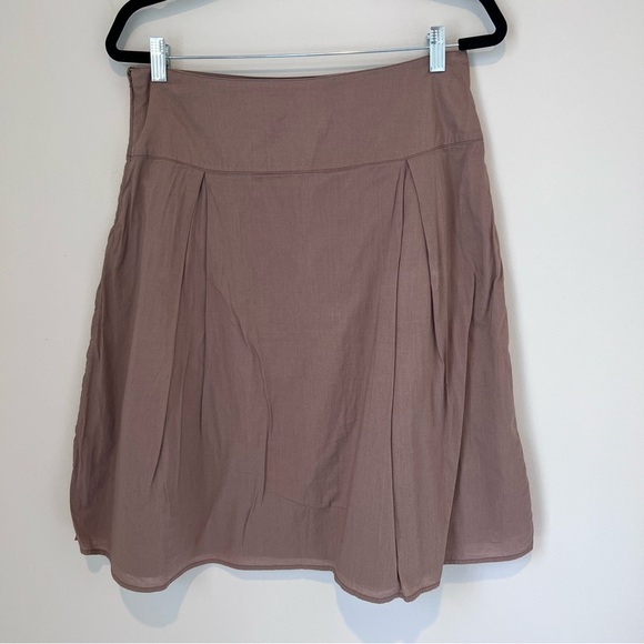 Merona Womens Floral Embroidered Knee Length Skirt Mocha Color Flowing Size 10 - Picture 6 of 16
